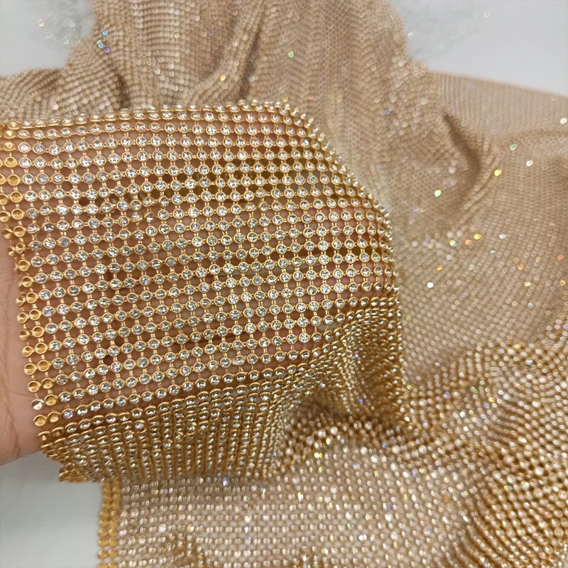 Crystal Mesh Fabric - 45X120Cm Kain Chainmail Jaring Logam Berlian