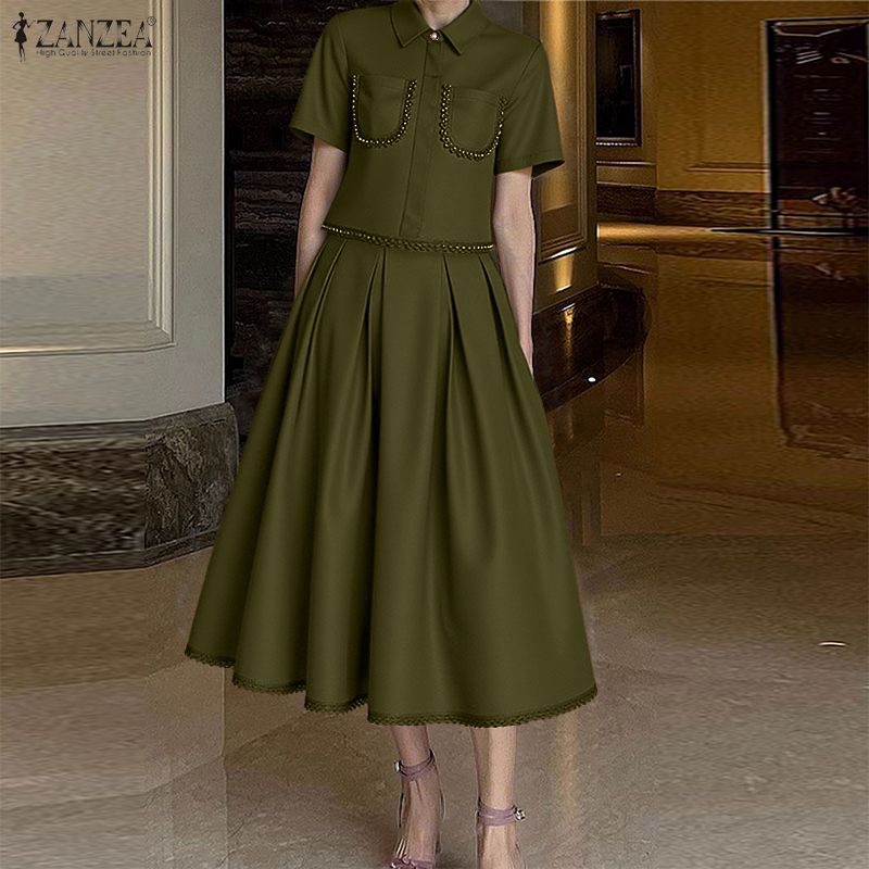 Elastic Lace Trim - ZANZEA Setelan Rok Renda Elegan Wanita