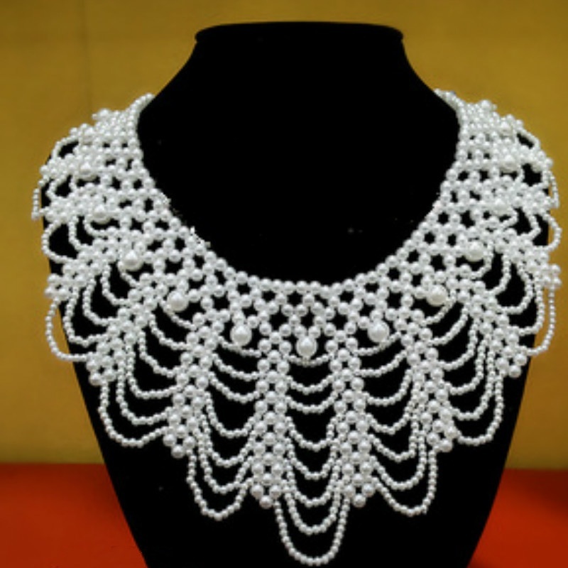 Beaded Trim Fringe - Kalung Kerah Renda Berhias Mutiara Baru,