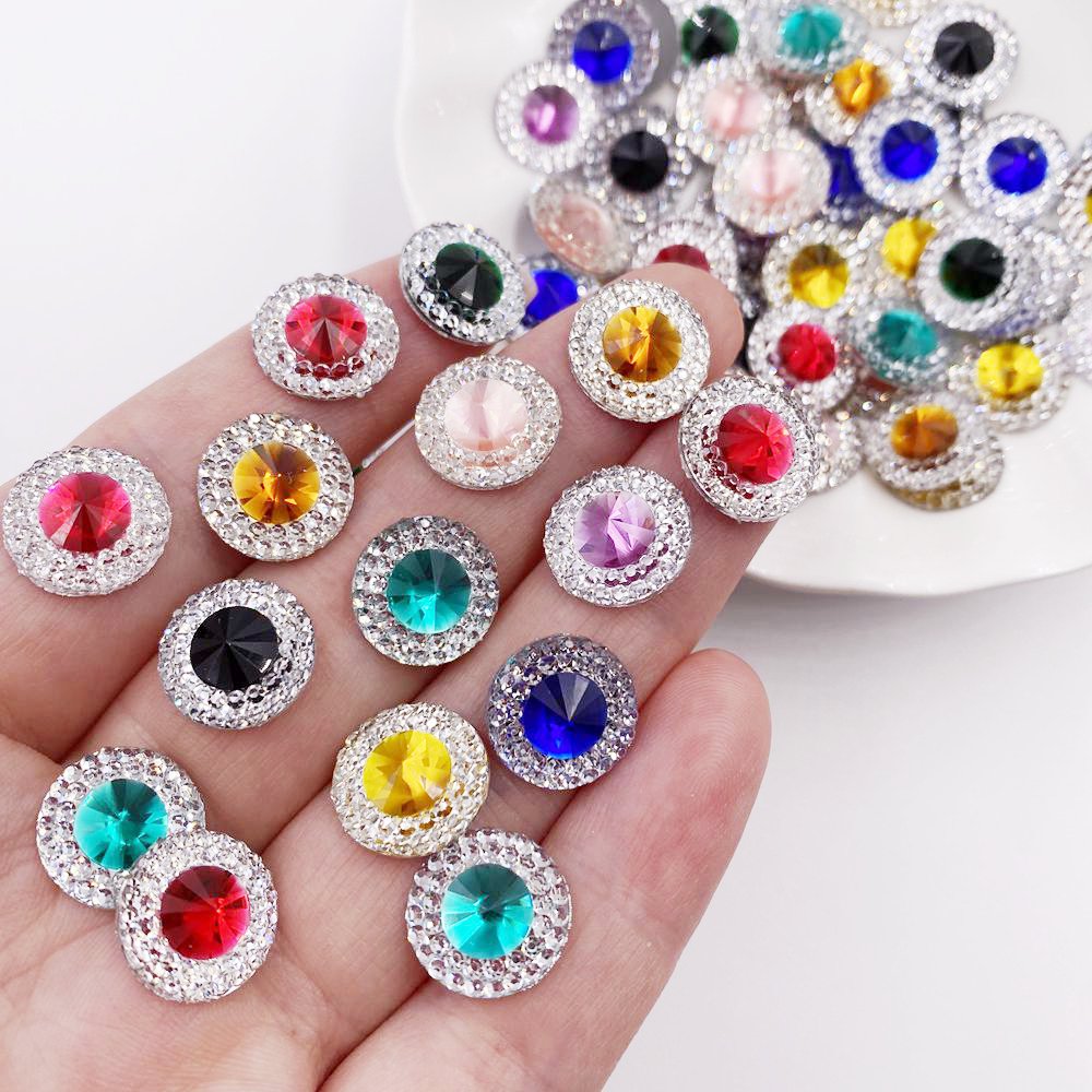 Embellishment Glue Craft - Resin 10/12/16Mm Warna Ganda Kristal Cembung
