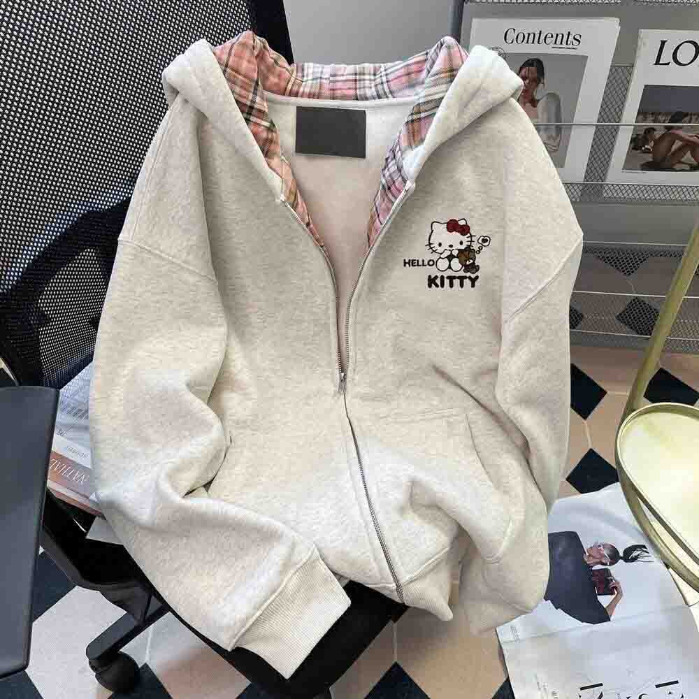 Embellish Knit - Sweater Hoodie Wanita Hello Kitty Kawaii