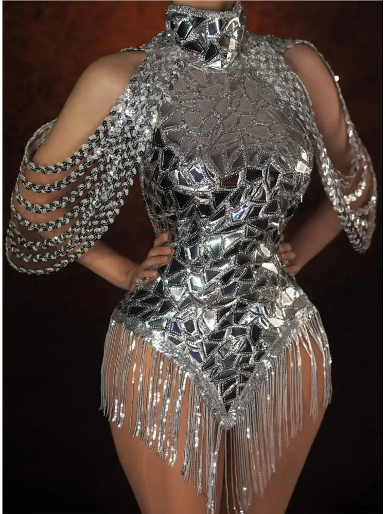 Rhinestone Banding Trim - Berlian imitasi berkilau payet perak Leotard