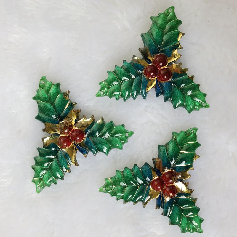 Embellishment Glue Craft - 8PCS 40X41Mm Resin Natal Daun Gaya