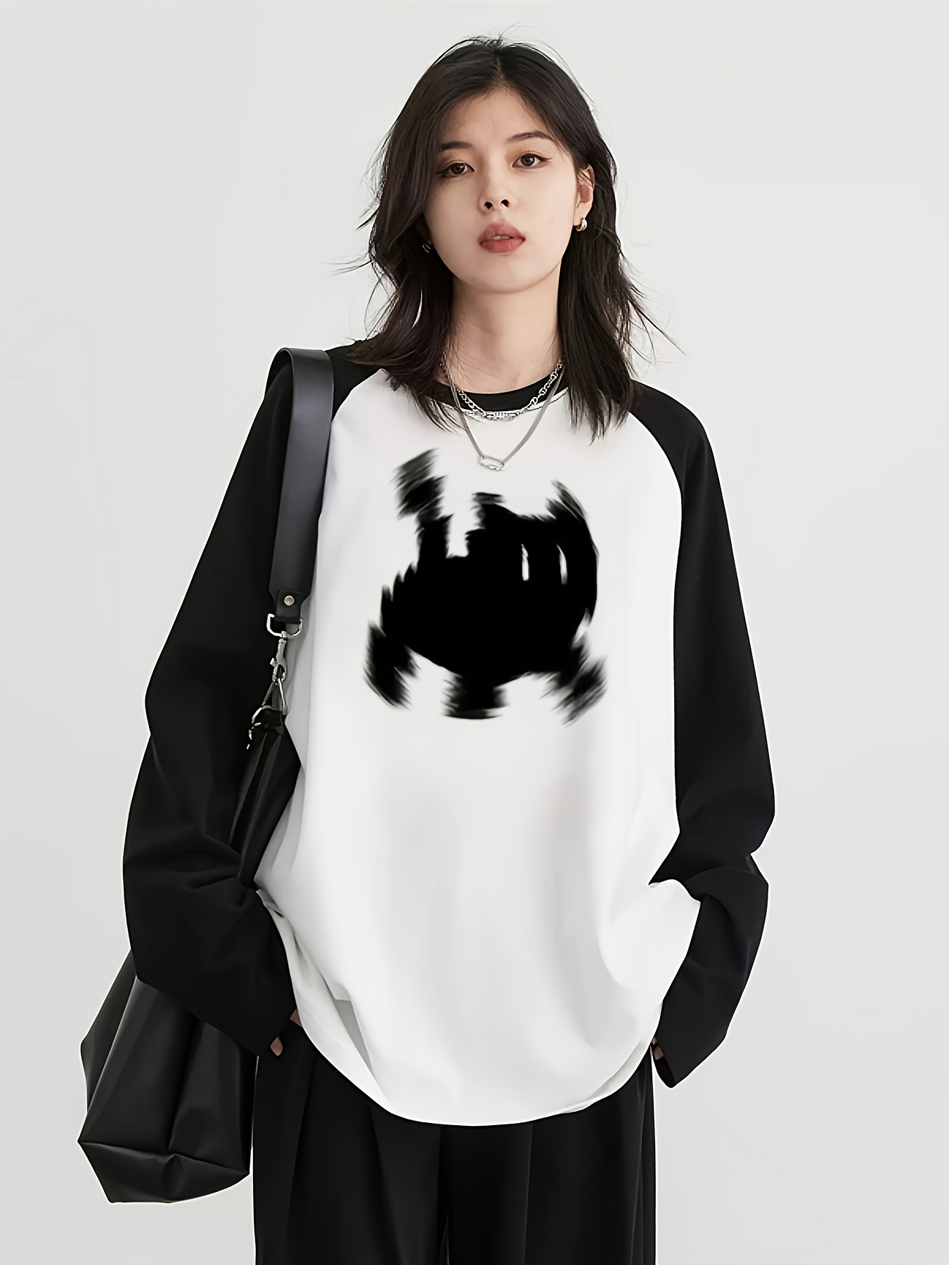 Embellish Knit - Kaos Raglan Lengan Panjang Wanita Y2K