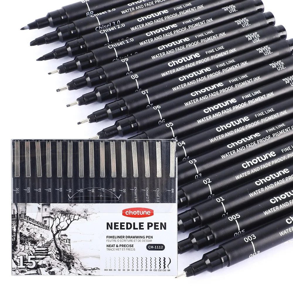 Pena mikro hitam, 15 ukuran, t - Copic Marker Sketch ulasan dan harga
