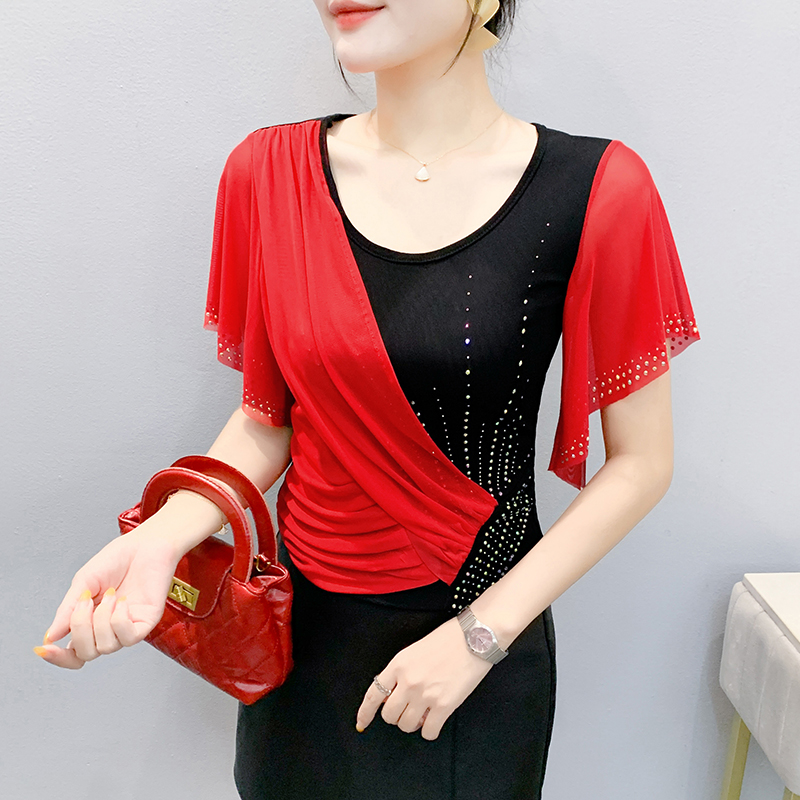 Atasan Jaring Wanita Musim Pan - Beaded Trim Fringe ulasan dan harga