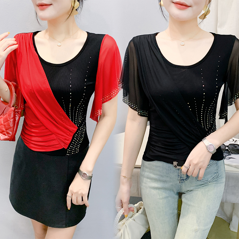 Atasan Jaring Wanita Musim Pan - Beaded Trim Fringe ulasan dan harga