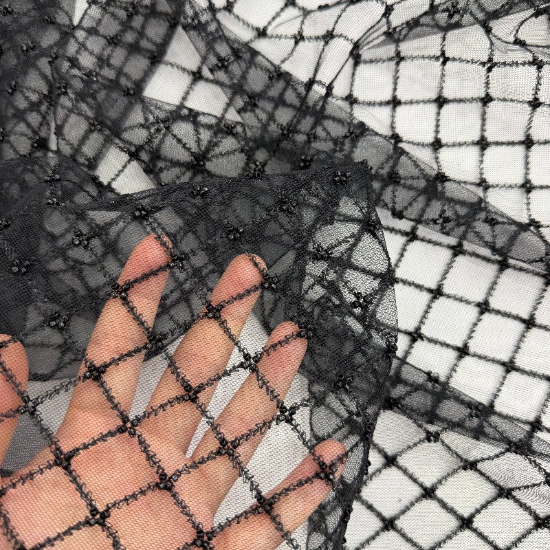 Kain Jala Payet Bordir Manik-M - Crystal Mesh Fabric ulasan dan harga