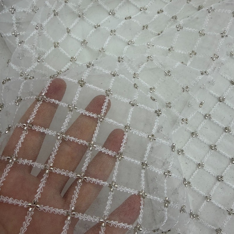 Kain Jala Payet Bordir Manik-M - Crystal Mesh Fabric ulasan dan harga