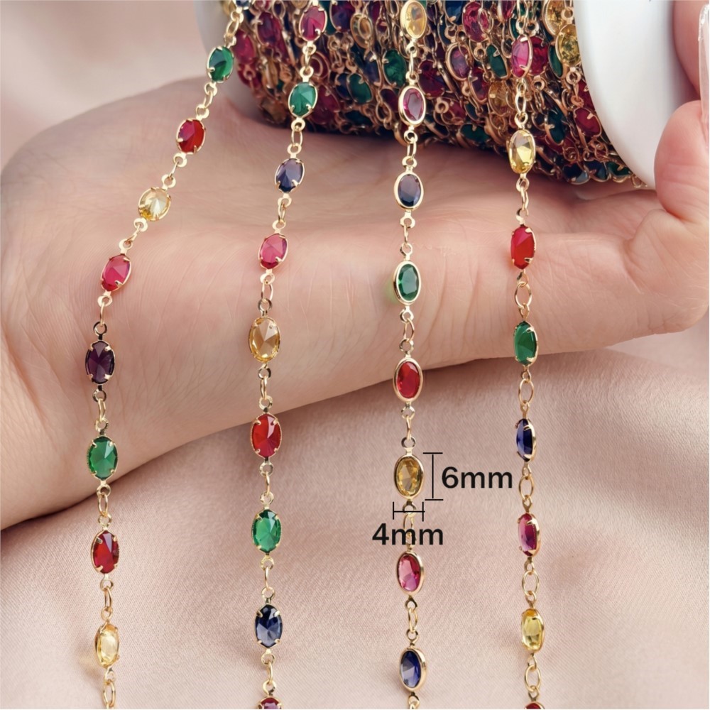 Rantai Perhiasan Oval Berhiask - Pearl Trim Chain ulasan dan harga