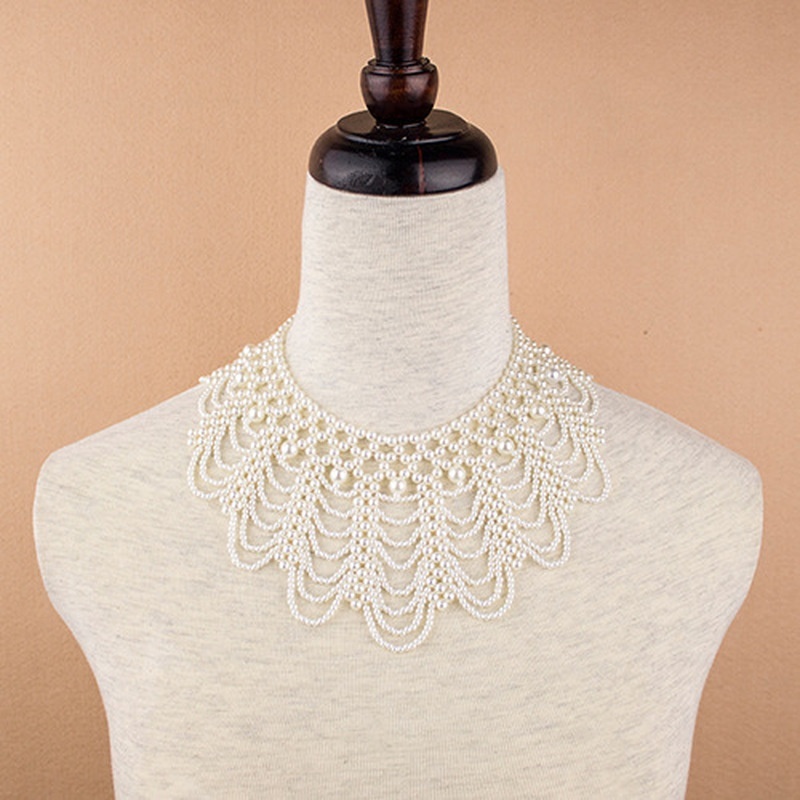 Kalung Kerah Renda Berhias Mut - Beaded Trim Fringe ulasan dan harga