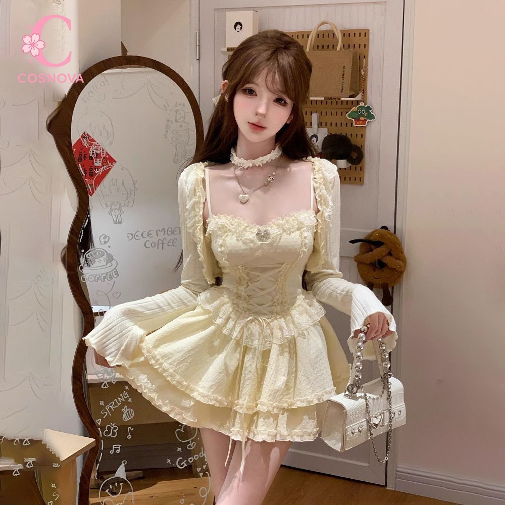 Set Gaun Kamisol Sweet Lolita  - Elastic Lace Trim ulasan dan harga