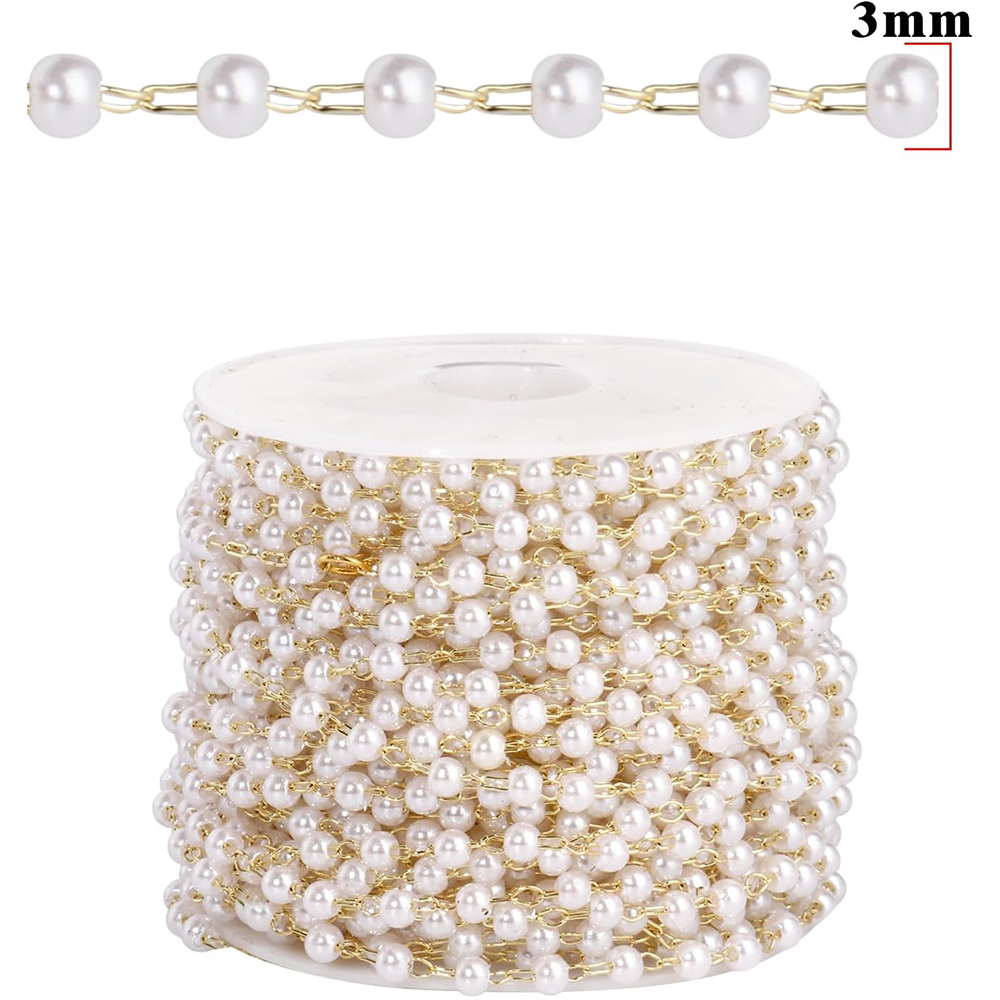 20 Meter 3/4/5/6mm Rantai Kabe - Pearl Trim Chain ulasan dan harga