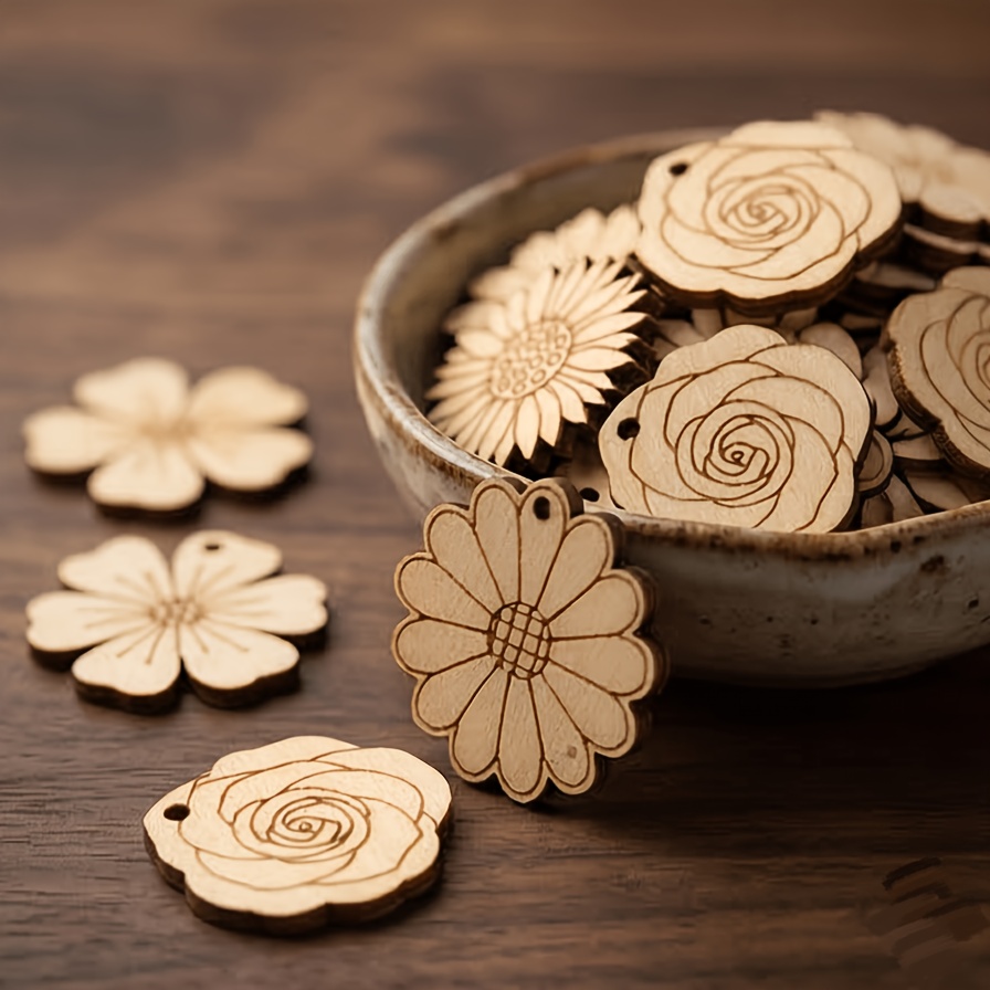 50Pcs/set 35mm Potongan Kayu B - Easter Craft Embellishment Set ulasan dan harga