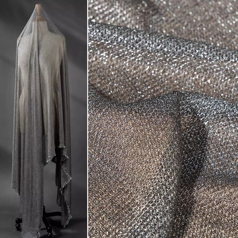 Kain Benang Metalik Abu-abu Mu - Crystal Mesh Fabric ulasan dan harga