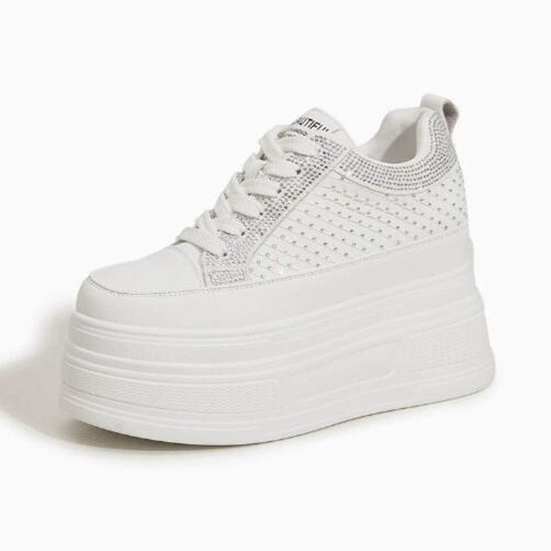 Sepatu Sneaker Kasual Platform - Crystal Mesh Fabric ulasan dan harga