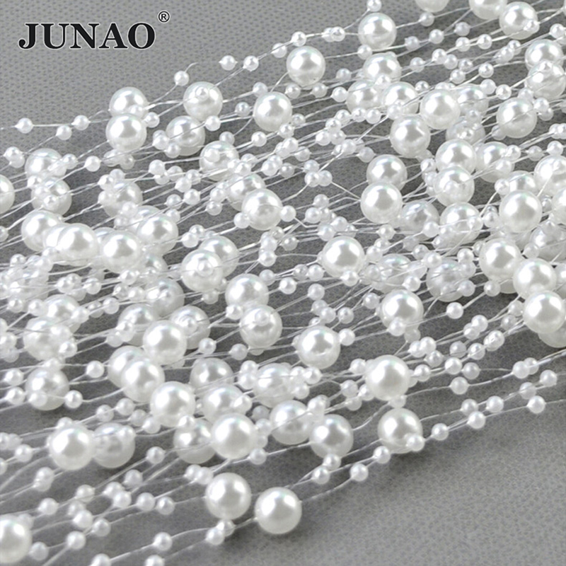 JUNAO 20 Meter 3+8mm Mutiara B - Pearl Trim Chain ulasan dan harga