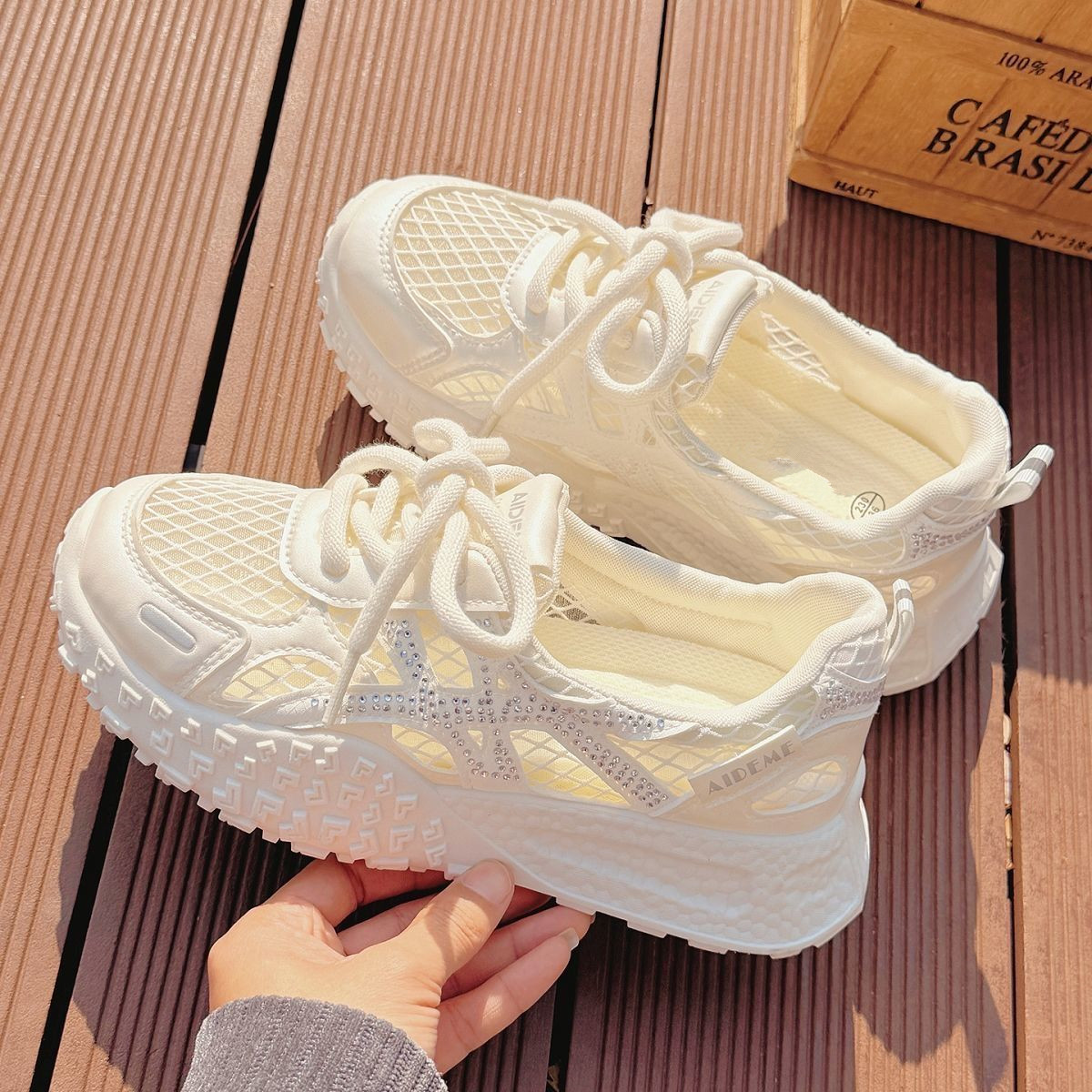 Sepatu Sneakers Wanita Musim P - Crystal Mesh Fabric ulasan dan harga