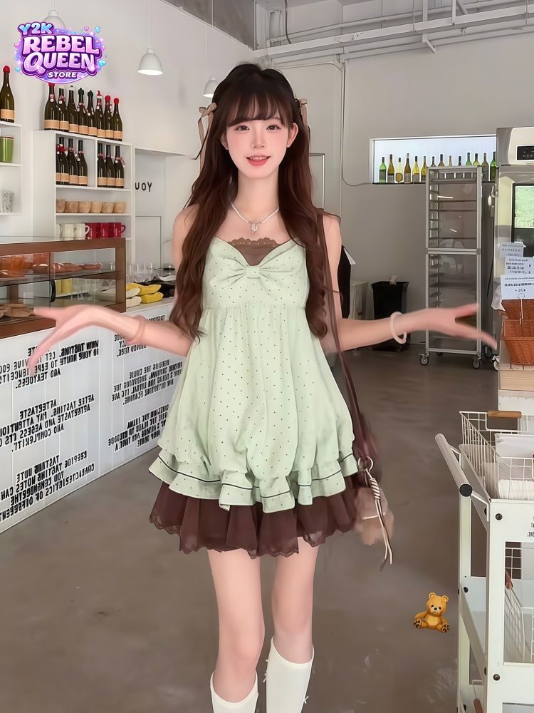 Gaun Mini Wanita Model Camisol - Elastic Lace Trim ulasan dan harga