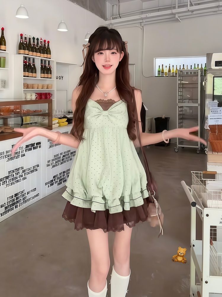 Gaun Mini Wanita Model Camisol - Elastic Lace Trim ulasan dan harga